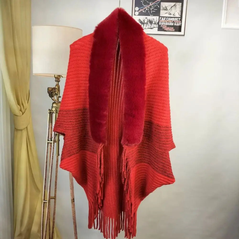 Plush Faux Fur Cape — Cloak-Style Winter Wrap