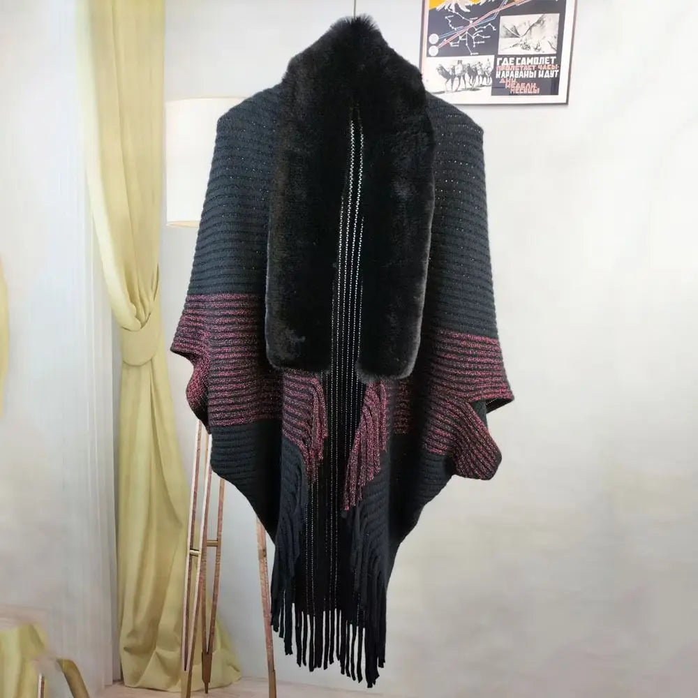 Plush Faux Fur Cape — Cloak-Style Winter Wrap