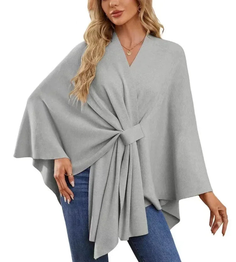 Wrapped in Calm Poncho — Open-Front Cape Sweater
