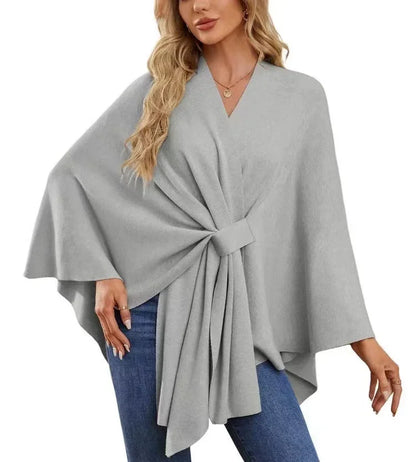 Wrapped in Calm Poncho — Open-Front Cape Sweater