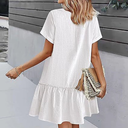 Coastal Chiffon Dress — V-Neck Beach Sundress