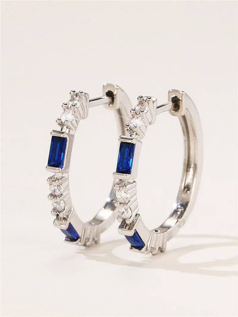 Colorful CZ Hoop Earrings Women Fashion Ear Hoop Accessories Luxury Bridal Wedding Statement Jewelry