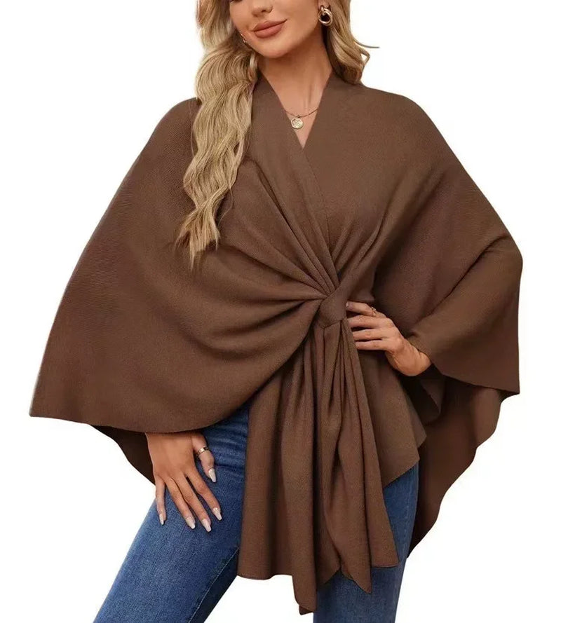 Wrapped in Calm Poncho — Open-Front Cape Sweater