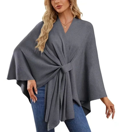 Wrapped in Calm Poncho — Open-Front Cape Sweater