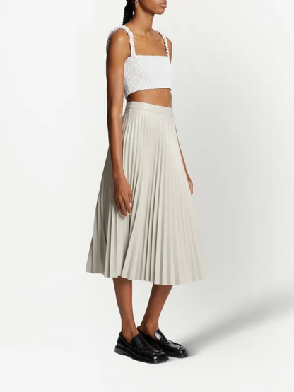 Chic Pleat Midi Skirt — A-Line Korean Style