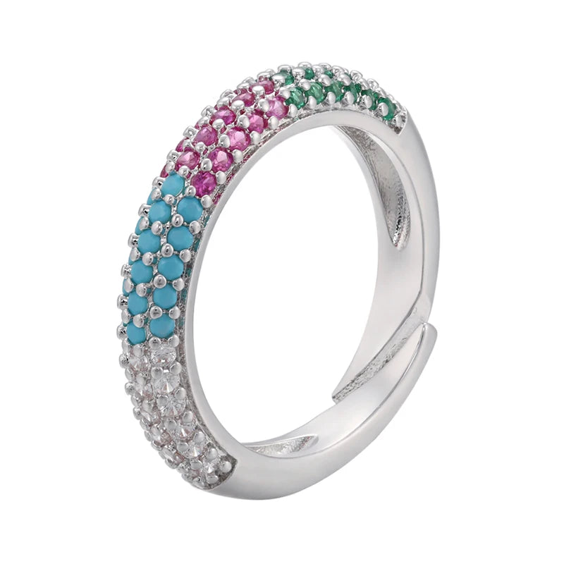 12 Colors Gold Color Women Rings Fashion Adjustable Rings CZ Crystal Rings for Women Party Gifts