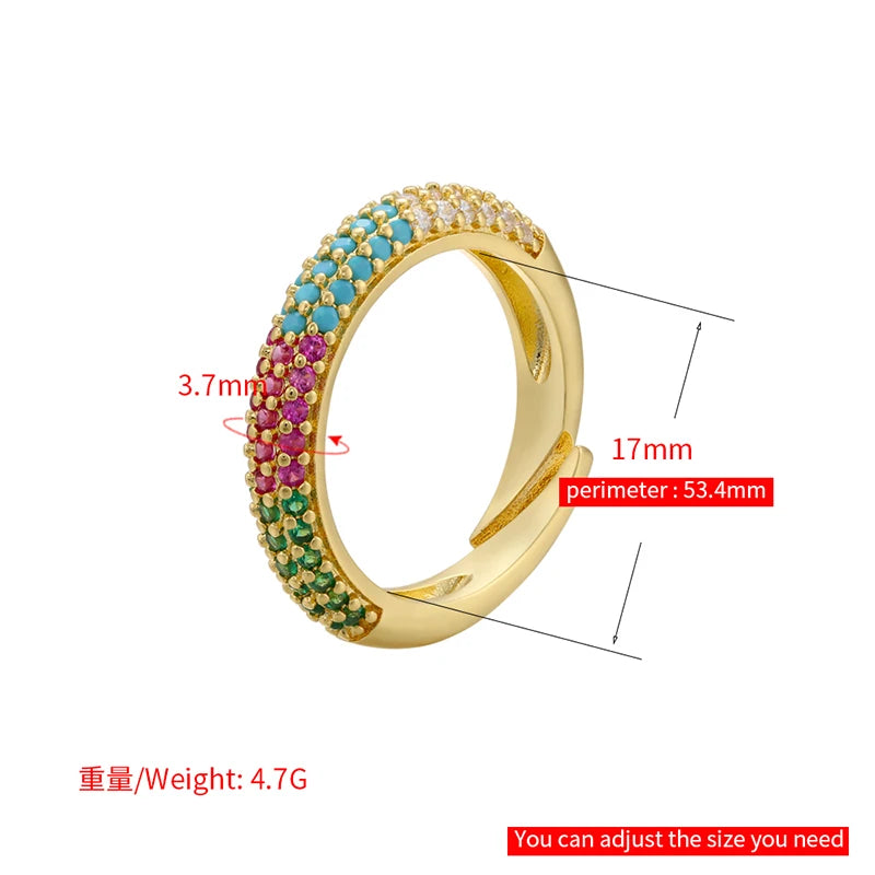 12 Colors Gold Color Women Rings Fashion Adjustable Rings CZ Crystal Rings for Women Party Gifts