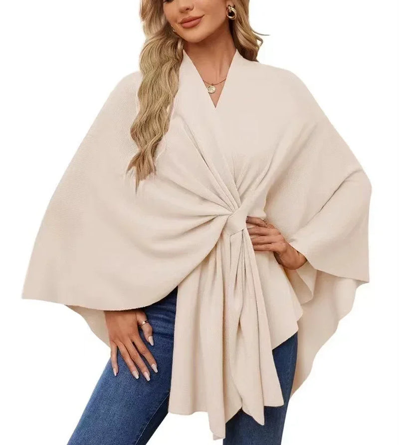 Wrapped in Calm Poncho — Open-Front Cape Sweater