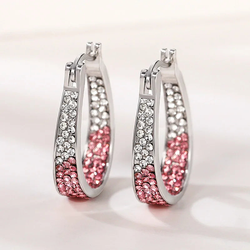 Colorful CZ Hoop Earrings Women Fashion Ear Hoop Accessories Luxury Bridal Wedding Statement Jewelry