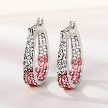 Colorful CZ Hoop Earrings Women Fashion Ear Hoop Accessories Luxury Bridal Wedding Statement Jewelry