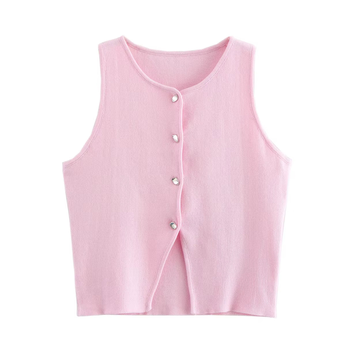 White Knit Crop Top Women Button Short Tops Woman Summer Tanks Camis Tops for Women Streetwear Vest Tank Top Female