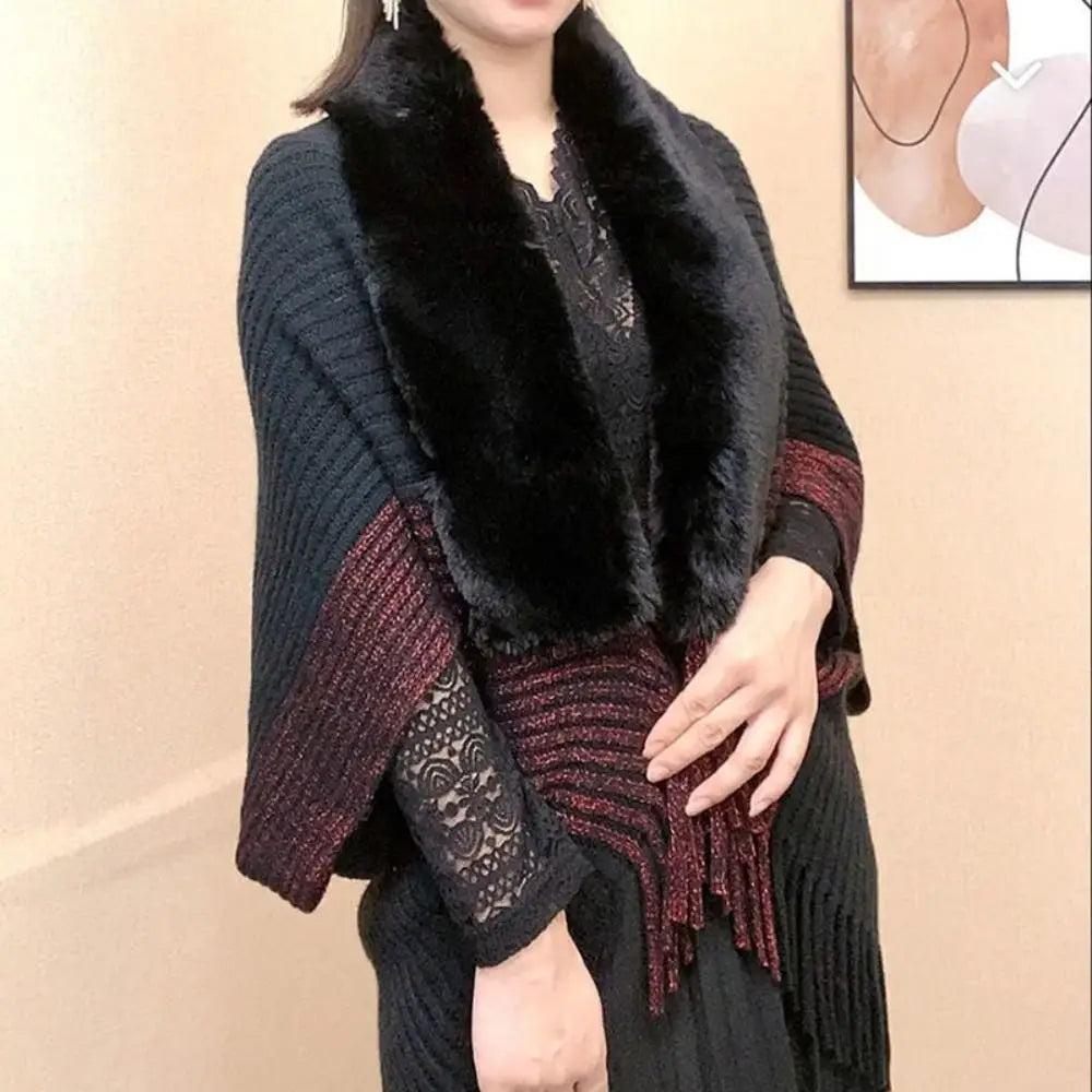 Plush Faux Fur Cape — Cloak-Style Winter Wrap