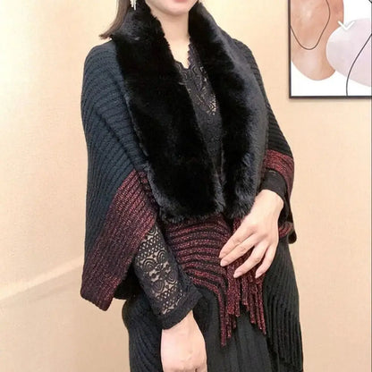 Plush Faux Fur Cape — Cloak-Style Winter Wrap