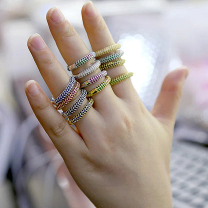 12 Colors Gold Color Women Rings Fashion Adjustable Rings CZ Crystal Rings for Women Party Gifts