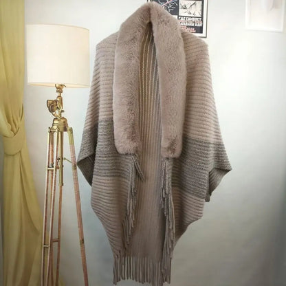 Plush Faux Fur Cape — Cloak-Style Winter Wrap