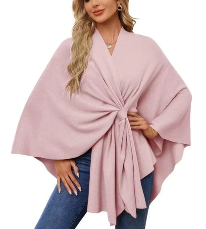 Wrapped in Calm Poncho — Open-Front Cape Sweater