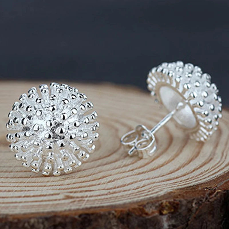925 Sterling Silver Irregular Spherical Earrings Women Fashion Personality All-Match Jewelry