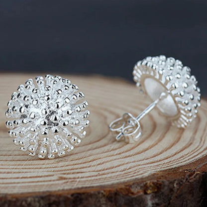 925 Sterling Silver Irregular Spherical Earrings Women Fashion Personality All-Match Jewelry