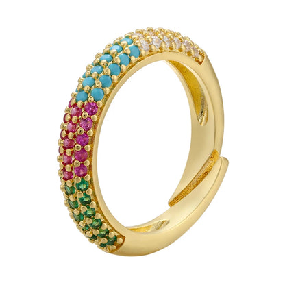 12 Colors Gold Color Women Rings Fashion Adjustable Rings CZ Crystal Rings for Women Party Gifts