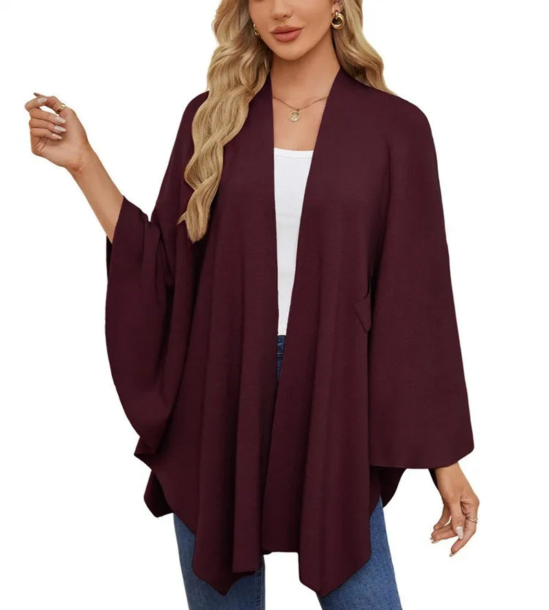 Wrapped in Calm Poncho — Open-Front Cape Sweater