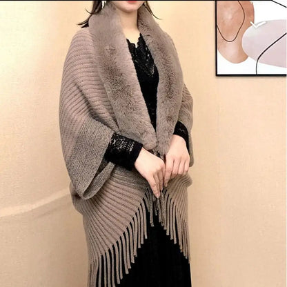 Plush Faux Fur Cape — Cloak-Style Winter Wrap
