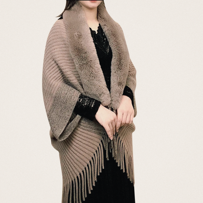 Plush Faux Fur Cape — Cloak-Style Winter Wrap