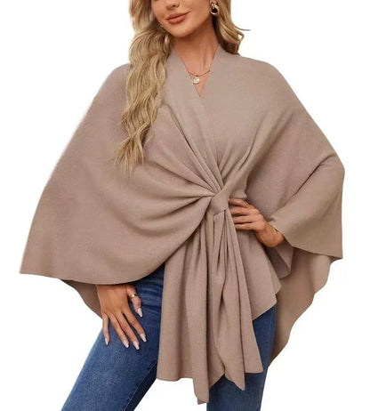 Wrapped in Calm Poncho — Open-Front Cape Sweater