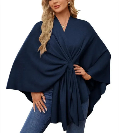 Wrapped in Calm Poncho — Open-Front Cape Sweater