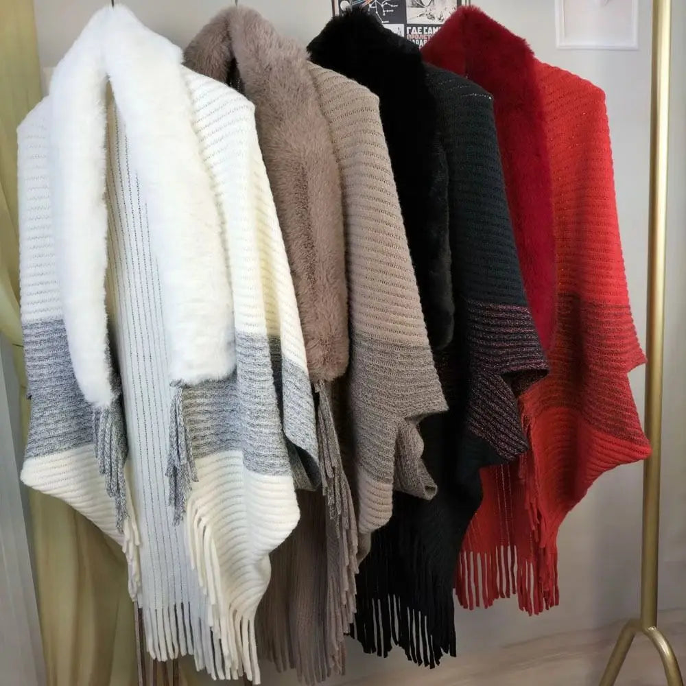 Plush Faux Fur Cape — Cloak-Style Winter Wrap