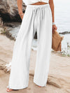 Women'S Linen Wide Leg Trousers High Waisted Drawstring Pants
