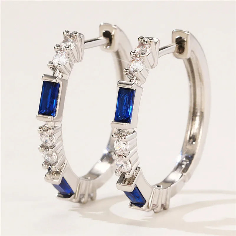 Colorful CZ Hoop Earrings Women Fashion Ear Hoop Accessories Luxury Bridal Wedding Statement Jewelry
