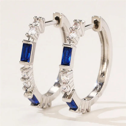 Colorful CZ Hoop Earrings Women Fashion Ear Hoop Accessories Luxury Bridal Wedding Statement Jewelry