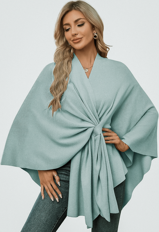 Wrapped in Calm Poncho — Open-Front Cape Sweater