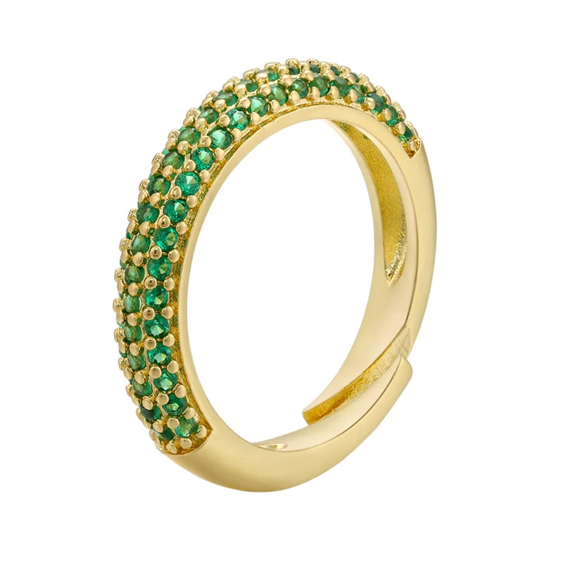 12 Colors Gold Color Women Rings Fashion Adjustable Rings CZ Crystal Rings for Women Party Gifts