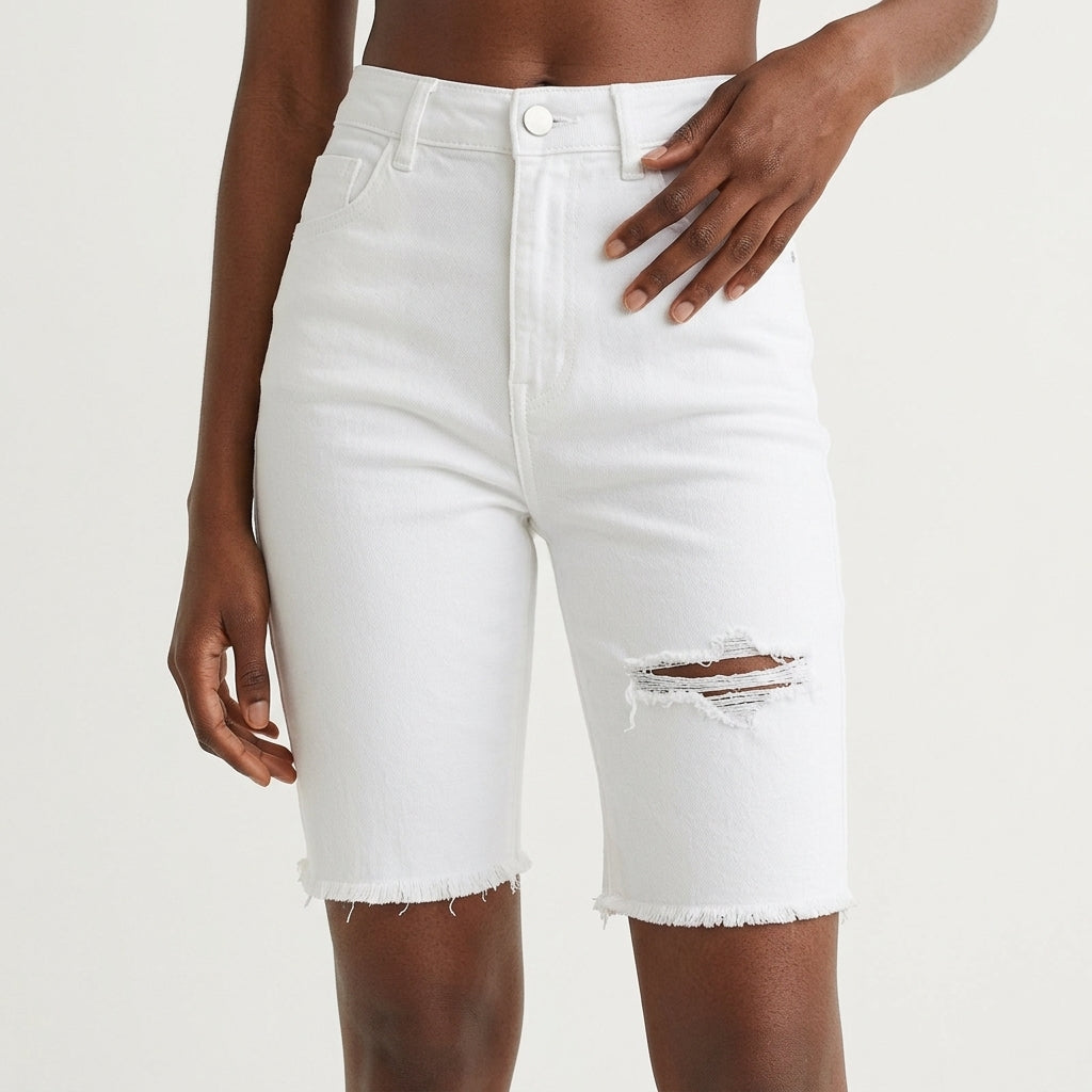 Ripped Denim Shorts