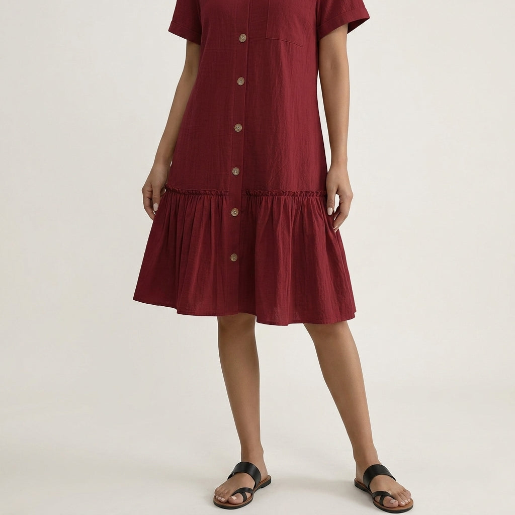 V-Neck Chiffon Dress