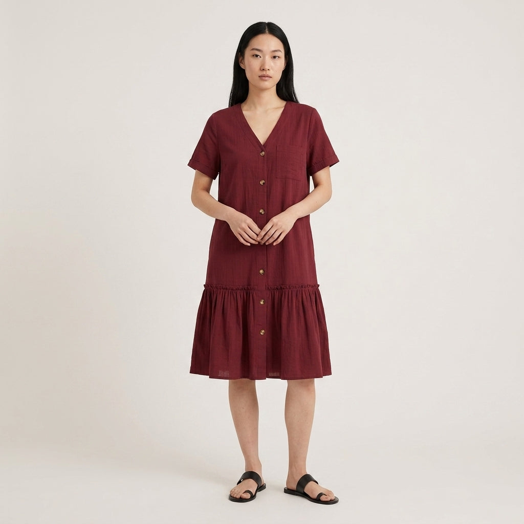 V-Neck Chiffon Dress