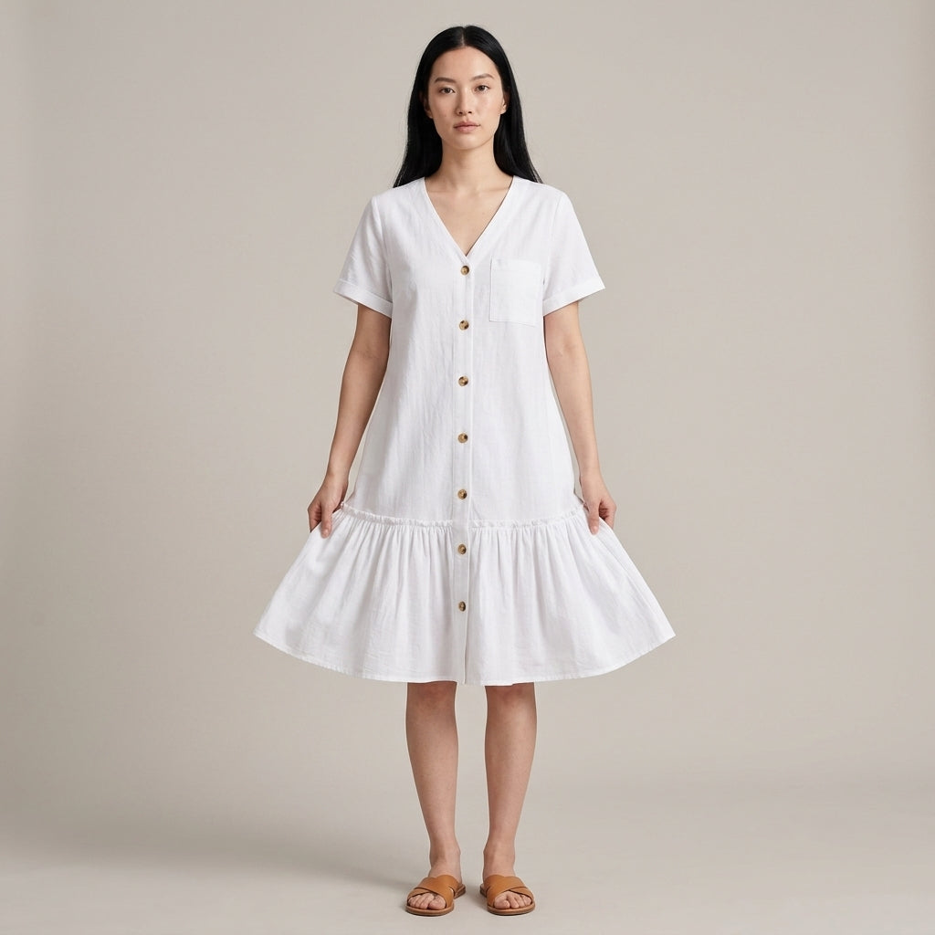 V-Neck Chiffon Dress