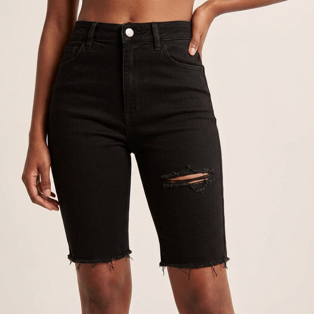 Ripped Denim Shorts