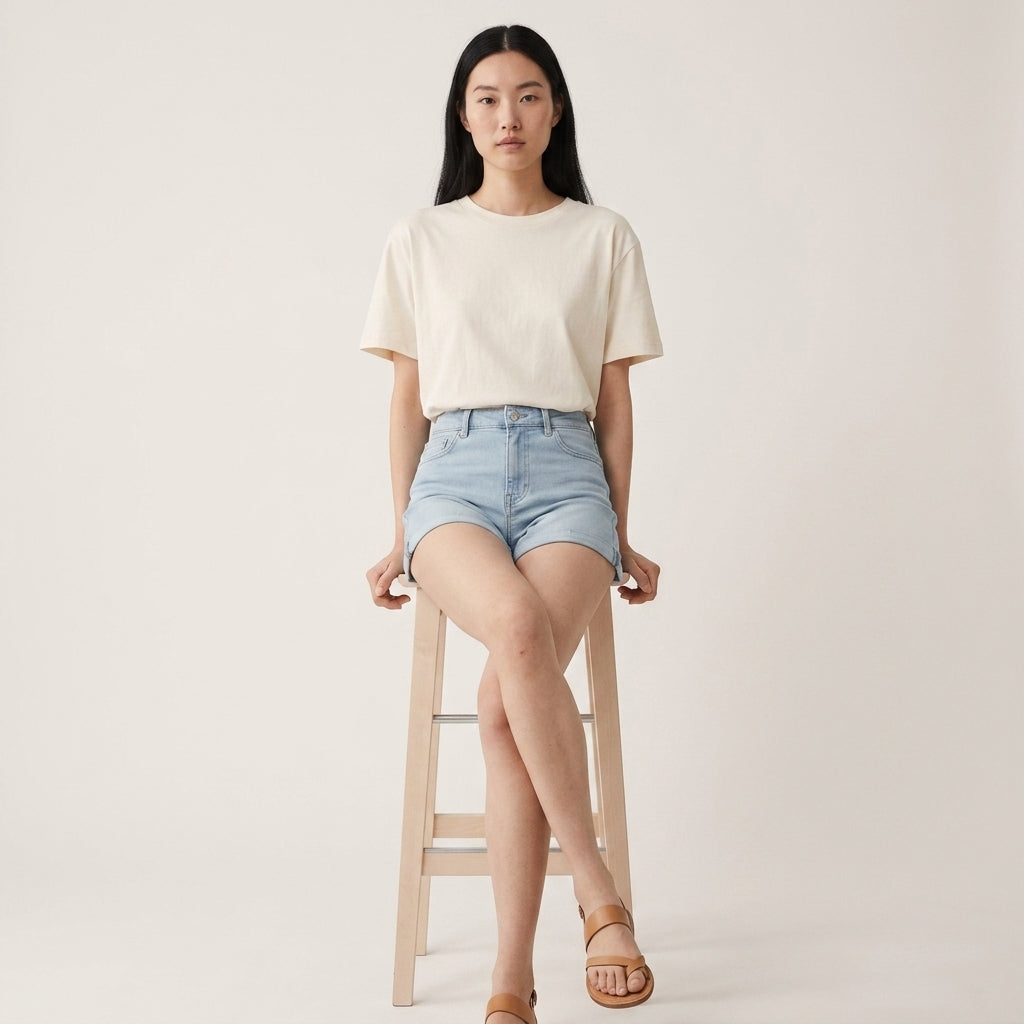 Split Hem Denim Shorts