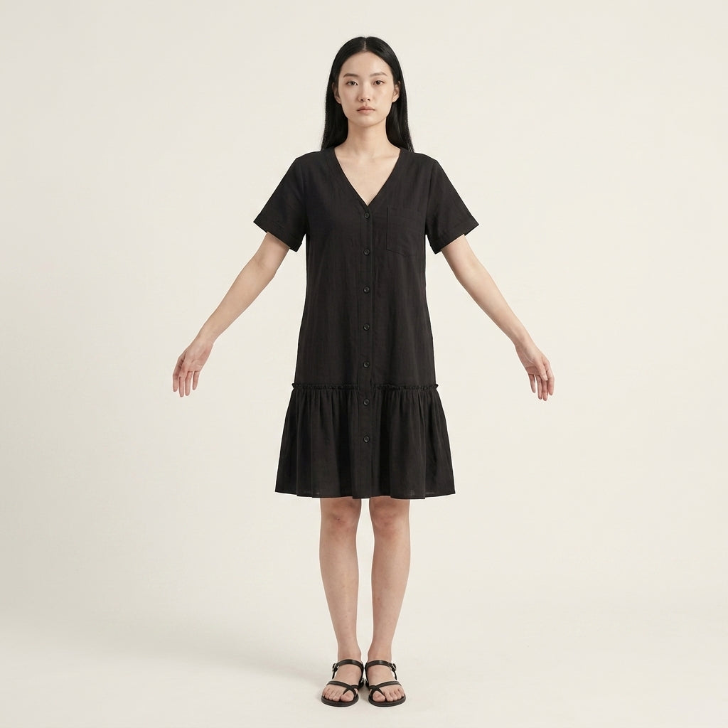 V-Neck Chiffon Dress