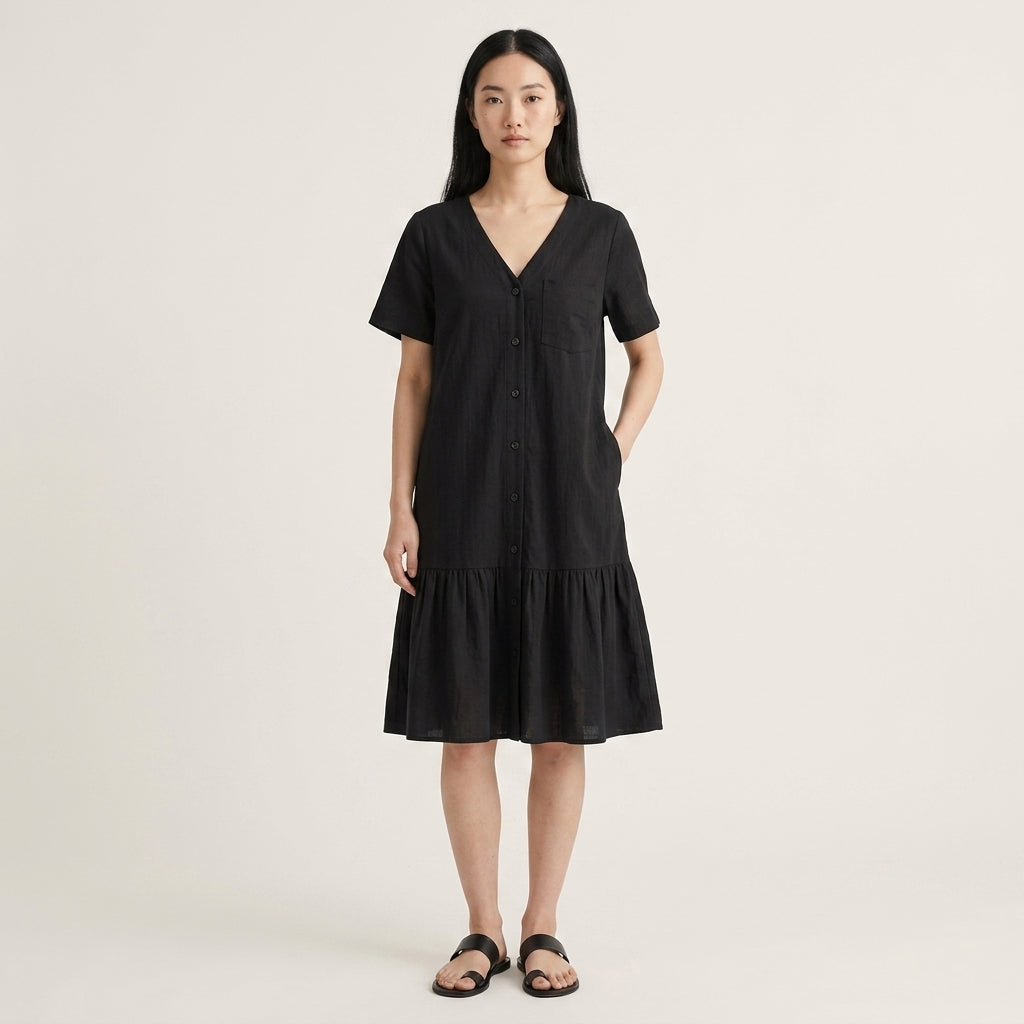 V-Neck Chiffon Dress