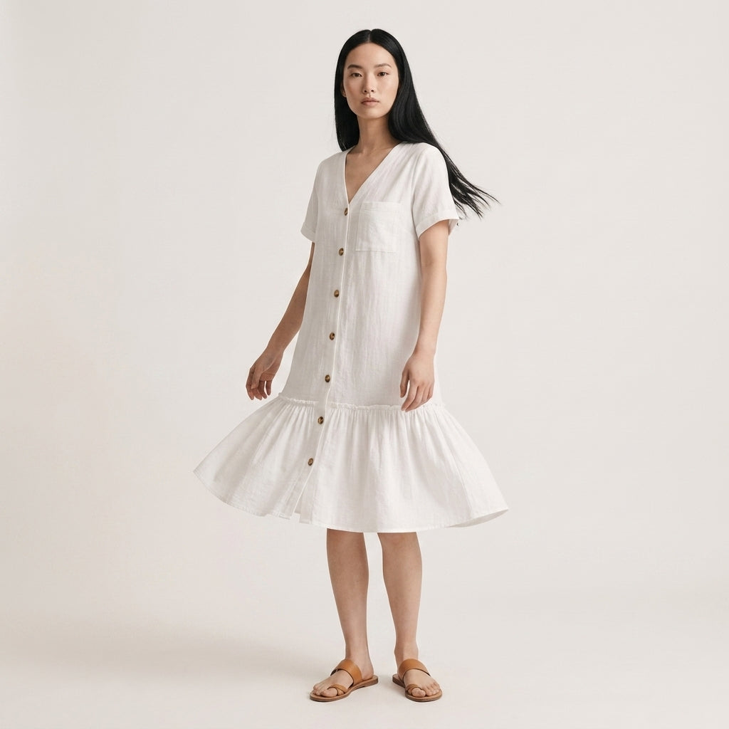 V-Neck Chiffon Dress