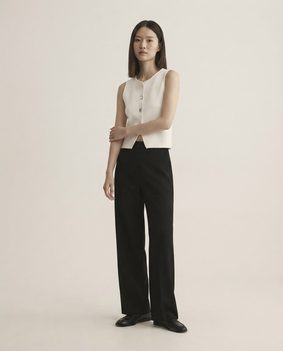 Ribbed Button Crop Top