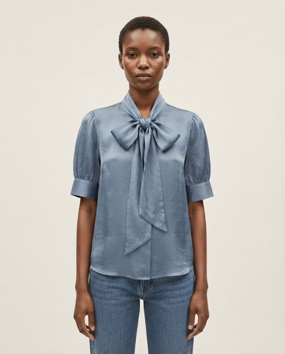 Lace-Up Sleeve Blouse