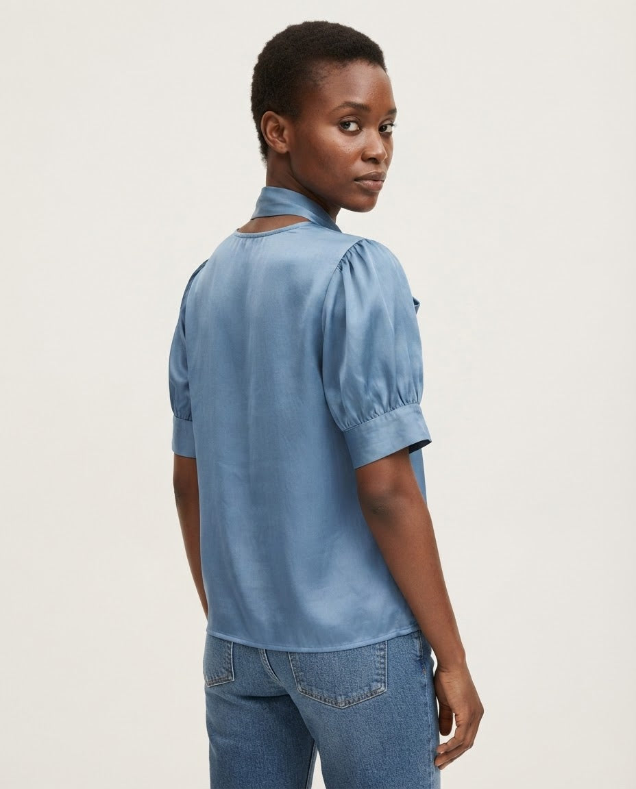 Lace-Up Sleeve Blouse