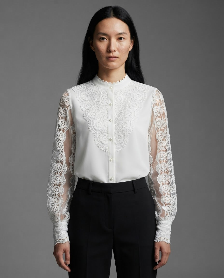 Embroidered Collar Blouse