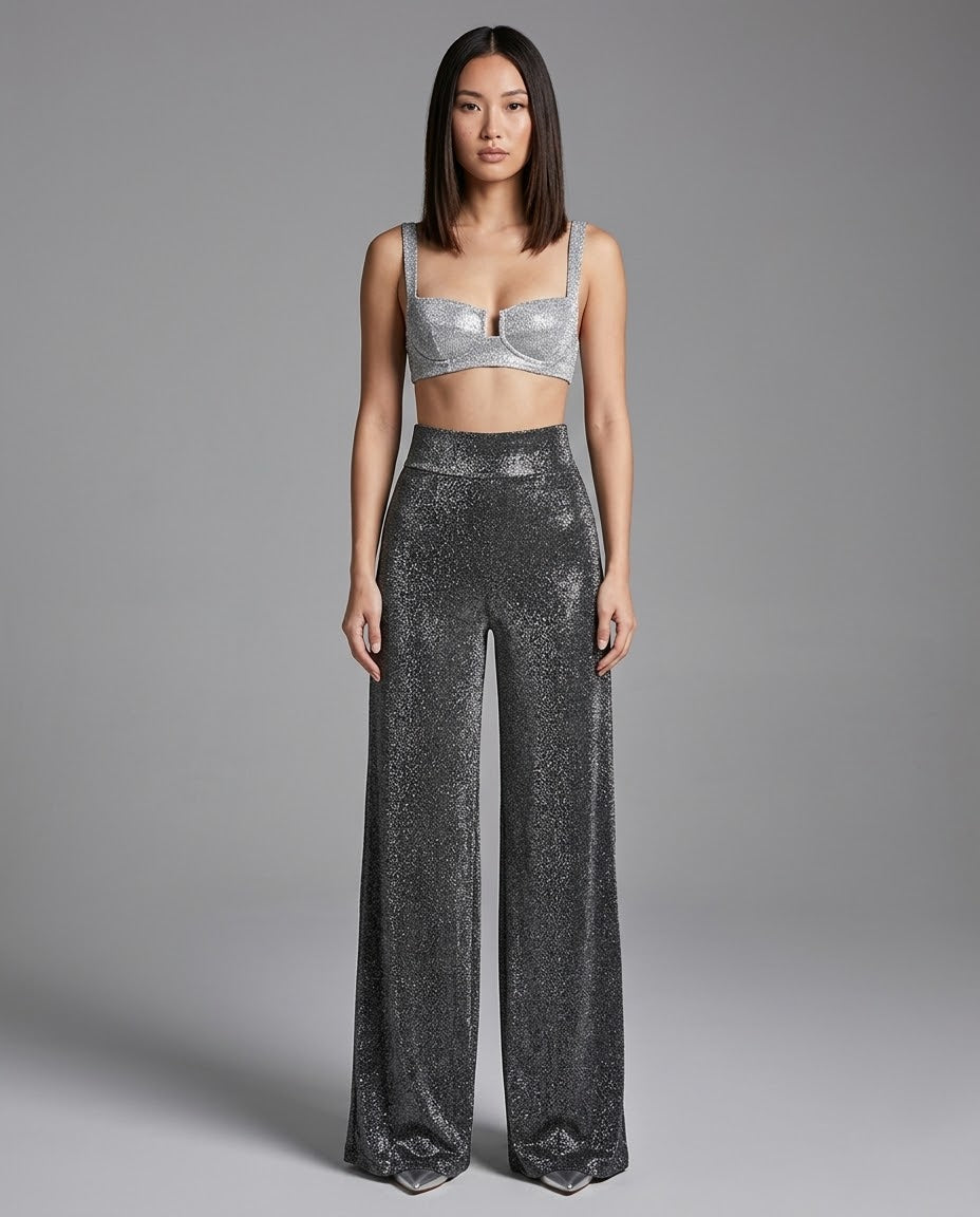 Sequin Wide Leg Trousers