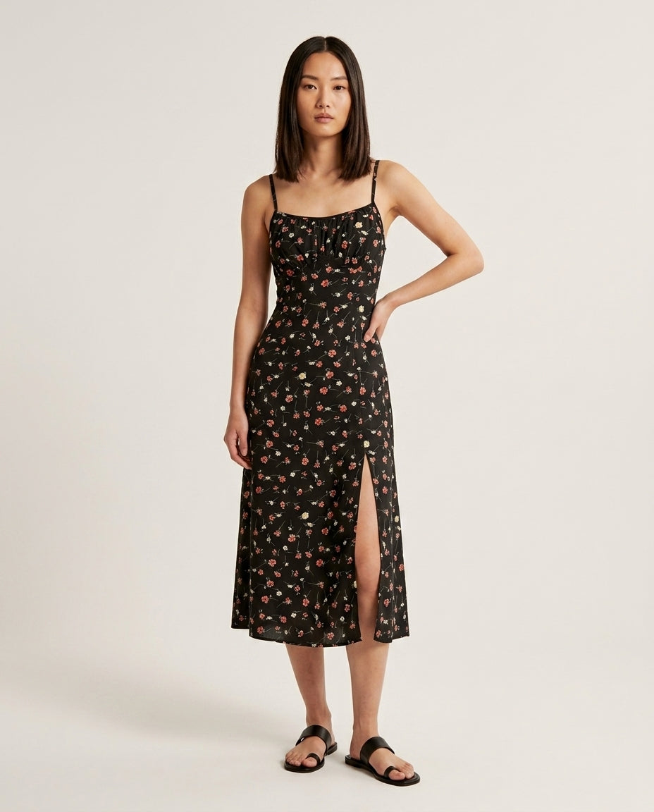 Strappy Side Slit Dress
