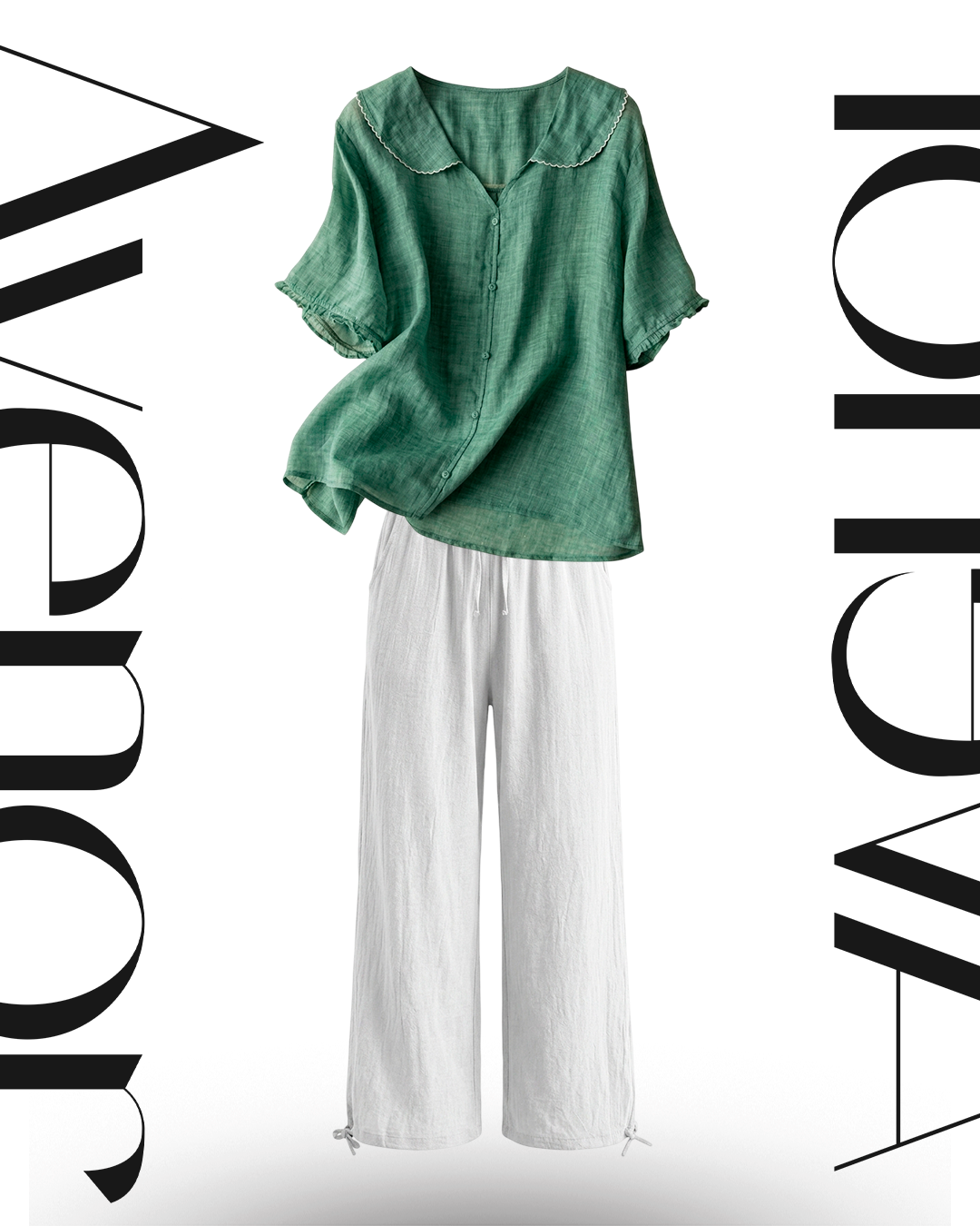 Linen & Vintage Duo — Same-Supplier Trousers + Blouse Set